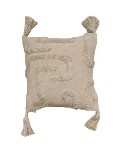 Alternative view of Coussin beige avec motifs géométriques | 45 × 45 cm